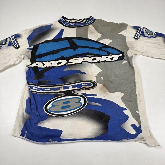 Vintage AXO Sport Shirt Mens Large Blue White Motocross Racing Jersey 90s - Picture 2 of 9